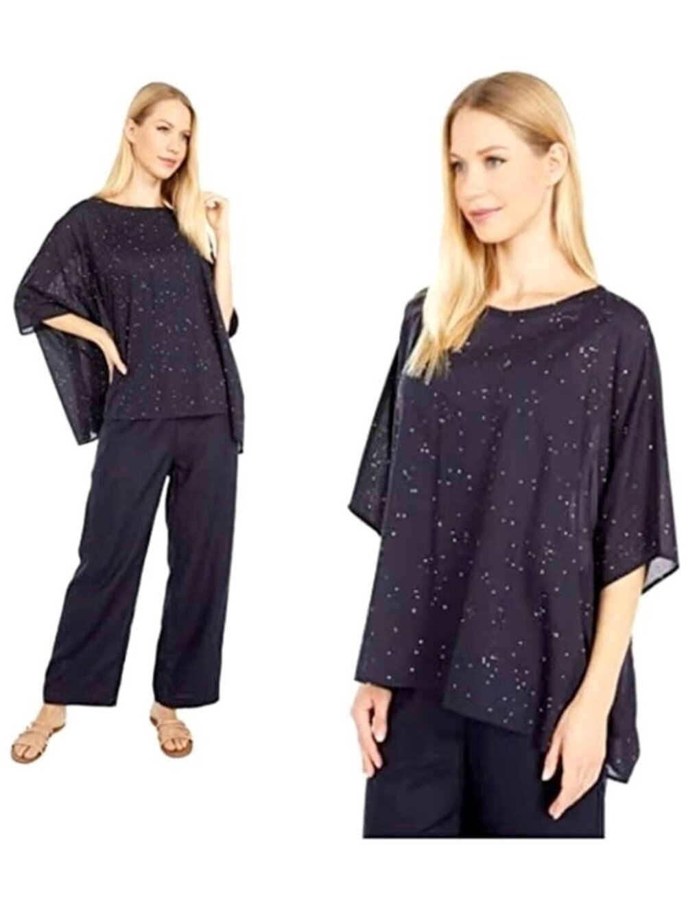 NWT Eileen Fisher  Handkerchief Cotton Voile Splatter Print Box-Top size L/XL